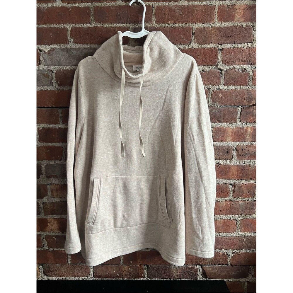 Haven Well Within Cream Cowl Neck Sweatshirt Lightweight Cozy Size XL
